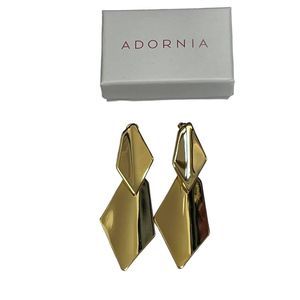 Adornia 14k gold plated geometric double drop earrings